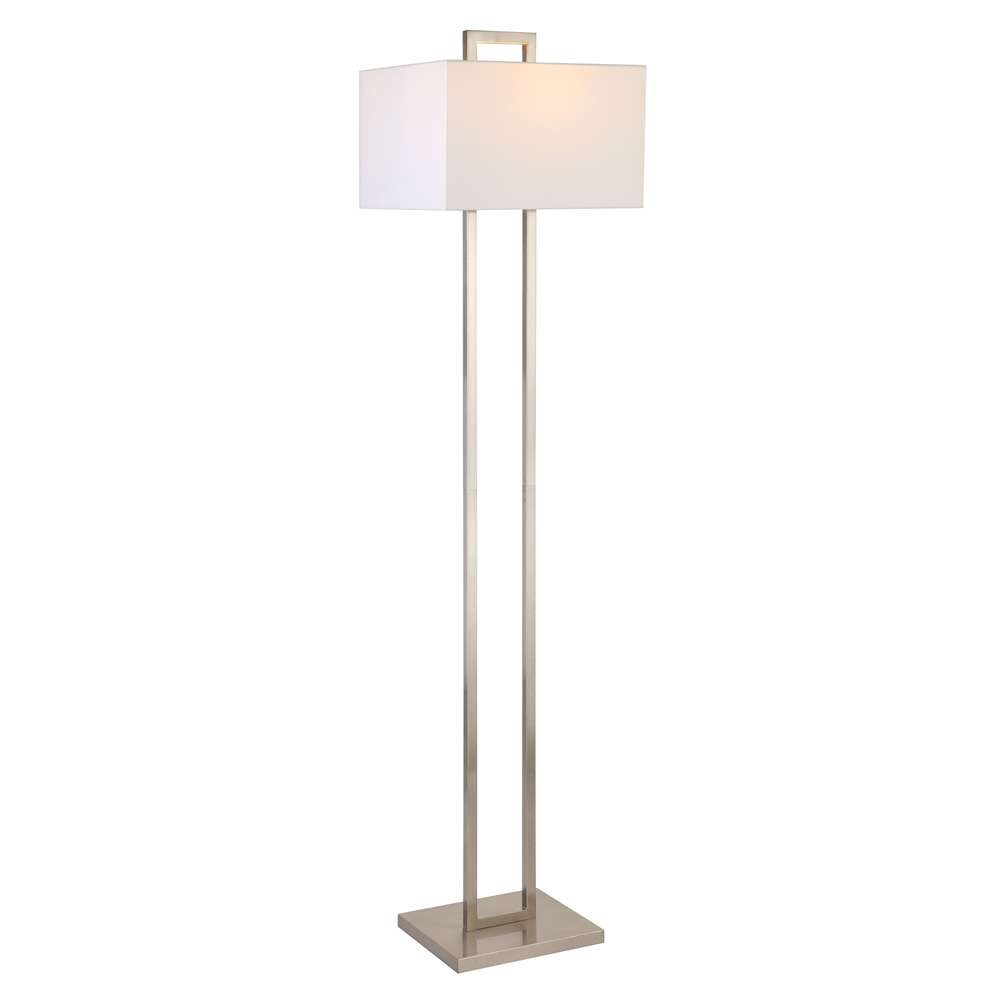 Hudson & Canal - Adair 68in Tall Floor Lamp with Fabric Shade in Brushed Nickel/White - FL1604 veiw 3