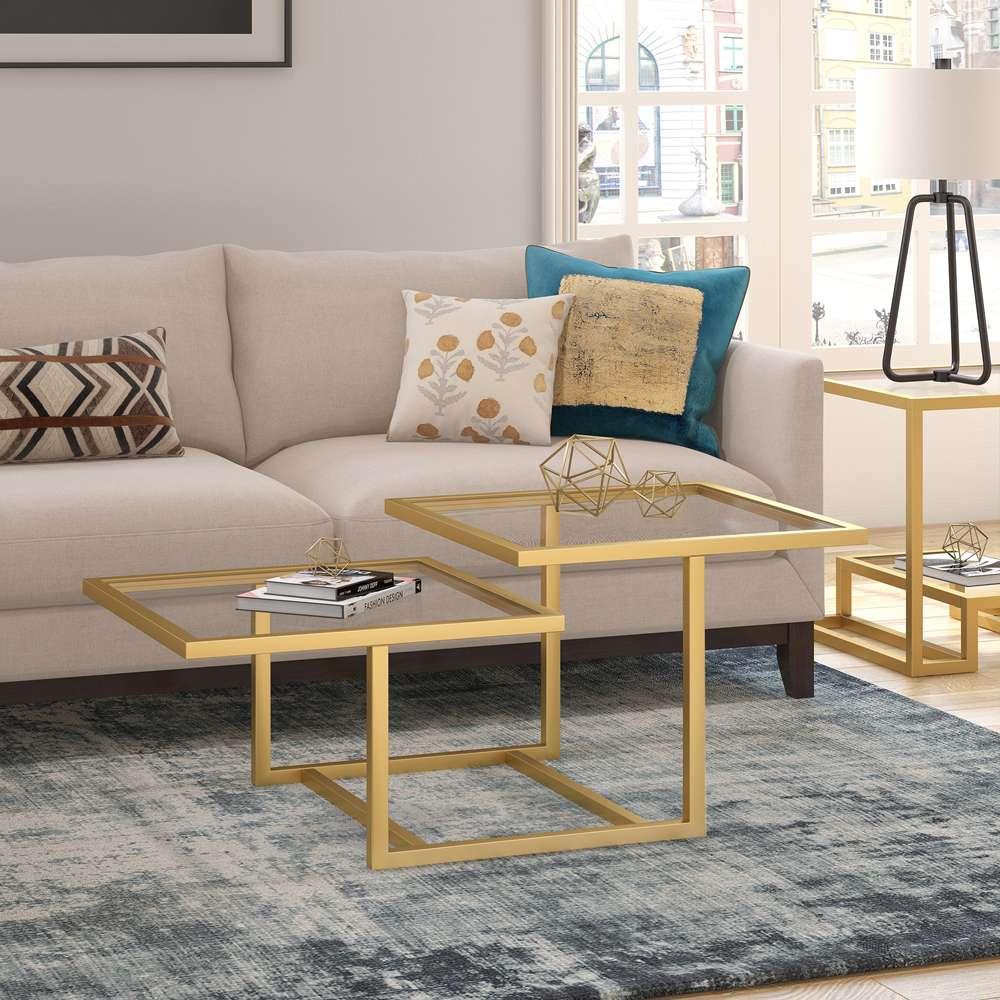 Hudson & Canal - Amalie 43in Wide Square Coffee Table in Brass - CT0188 veiw 2