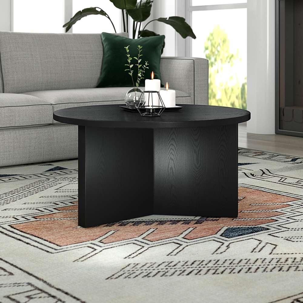 Hudson & Canal - Anders 32in Wide Round Coffee Table in Black Grain - CT1793 veiw 2