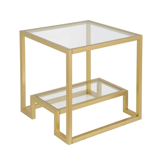 Hudson & Canal - Athena 22in Wide Square Side Table in Brass - ST0094 veiw 1