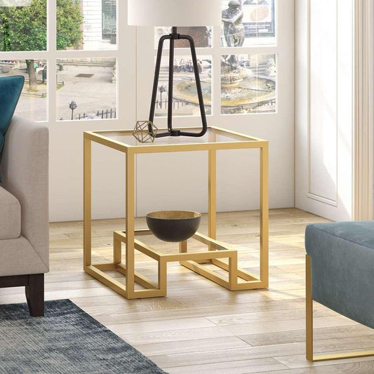 Hudson & Canal - Athena 22in Wide Square Side Table in Brass - ST0094 veiw 2
