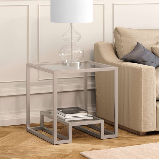 Hudson & Canal - Athena 22in Wide Square Side Table in Satin Nickel - ST0132 veiw 2