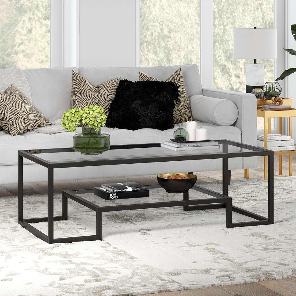 Hudson & Canal - Athena 54in Wide Rectangular Coffee Table in Blackened Bronze - CT0706 veiw 2