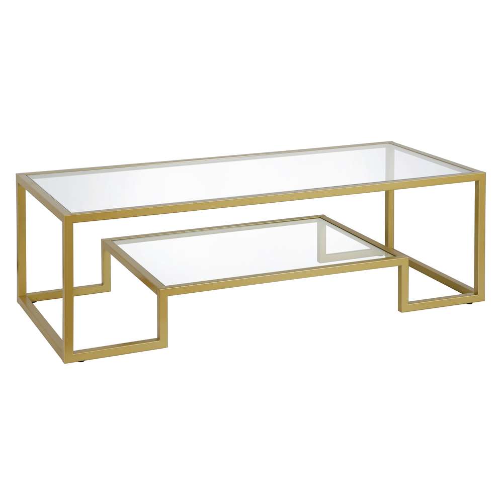 Hudson & Canal - Athena 54in Wide Rectangular Coffee Table in Brass - CT0707 veiw 1