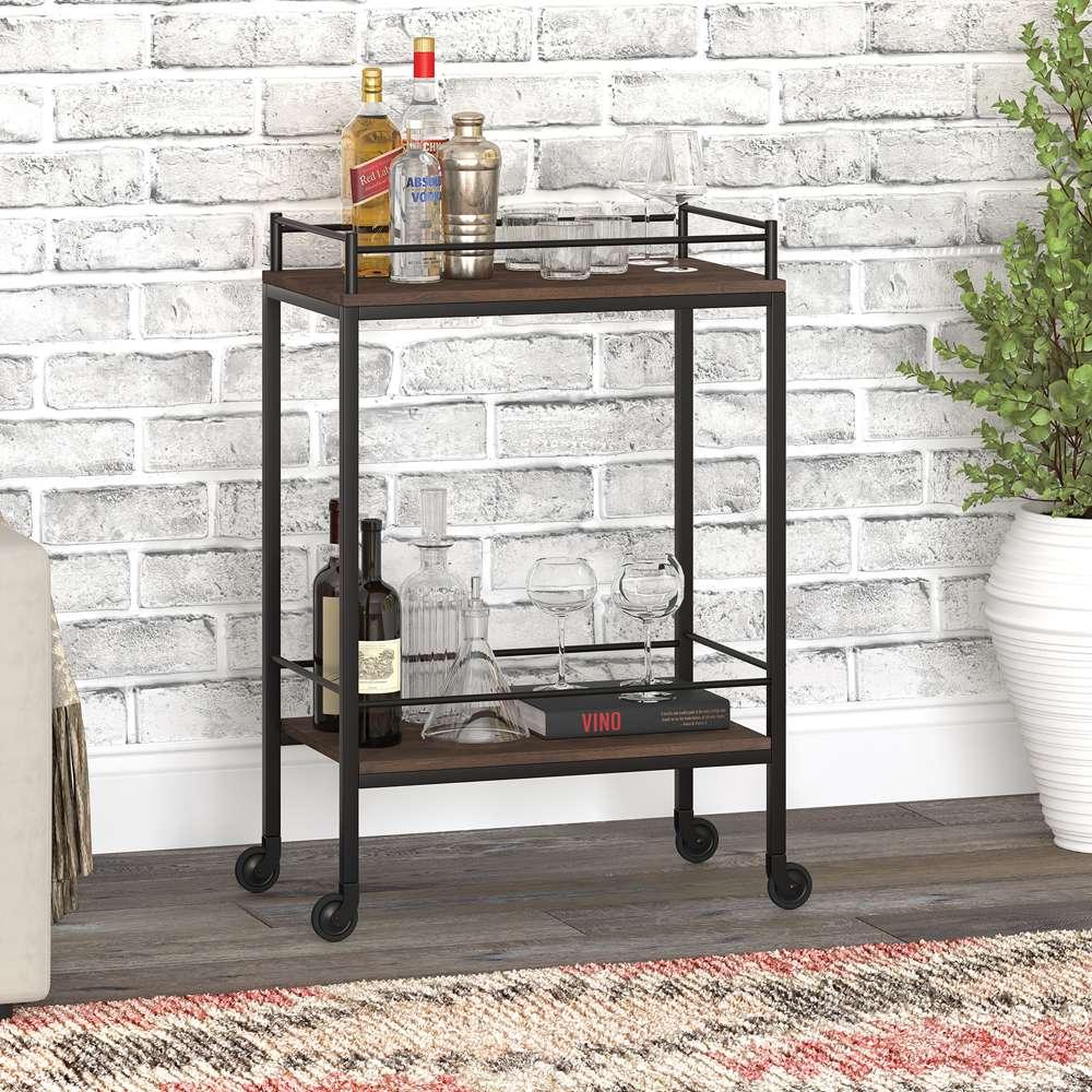 Hudson & Canal - Barnes 23.5in Wide Rectangular Bar Cart in Alder Brown - BC1335 veiw 2