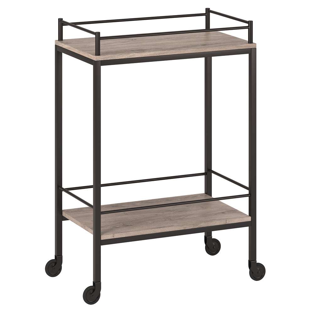 Hudson & Canal - Barnes 23.5in Wide Rectangular Bar Cart in Antiqued Gray Oak - BC1334 veiw 1