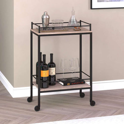 Hudson & Canal - Barnes 23.5in Wide Rectangular Bar Cart in Antiqued Gray Oak - BC1334 veiw 2