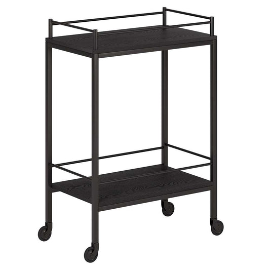 Hudson & Canal - Barnes 23.5in Wide Rectangular Bar Cart in Black Grain - BC1333 veiw 1