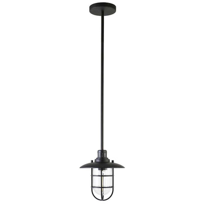 Hudson & Canal - Bay 8.25in Wide Lantern Pendant with Glass/Metal Shade in Blackened Bronze/Clear - PD1344 veiw 1