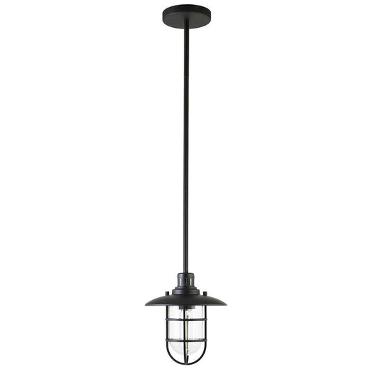 Hudson & Canal - Bay 8.25in Wide Lantern Pendant with Glass/Metal Shade in Blackened Bronze/Clear - PD1344 veiw 1