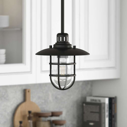 Hudson & Canal - Bay 8.25in Wide Lantern Pendant with Glass/Metal Shade in Blackened Bronze/Clear - PD1344 veiw 2
