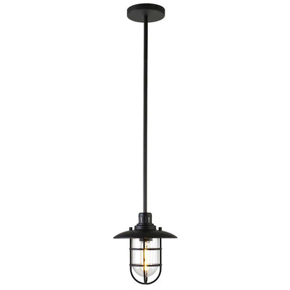 Hudson & Canal - Bay 8.25in Wide Lantern Pendant with Glass/Metal Shade in Blackened Bronze/Clear - PD1344 veiw 3
