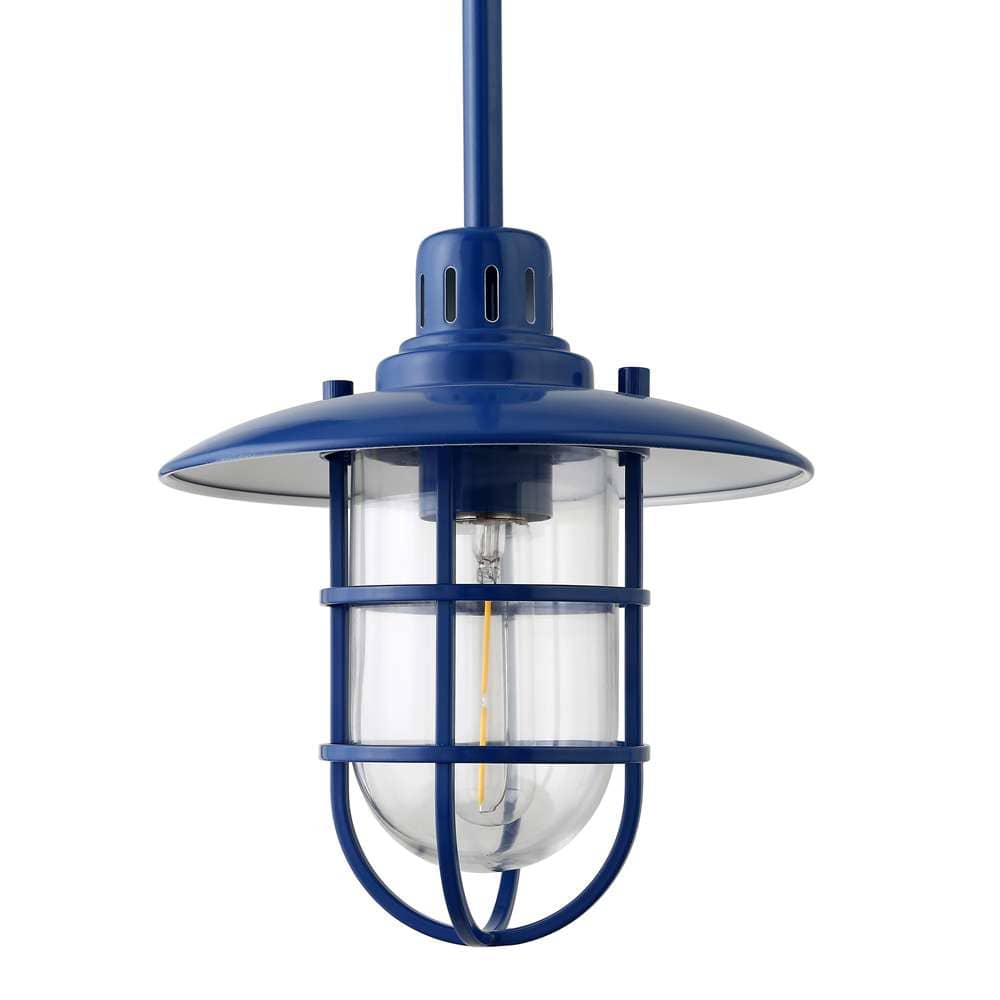 Hudson & Canal - Bay 8.25in Wide Lantern Pendant with Glass/Metal Shade in Blue/Clear - PD1348 veiw 4