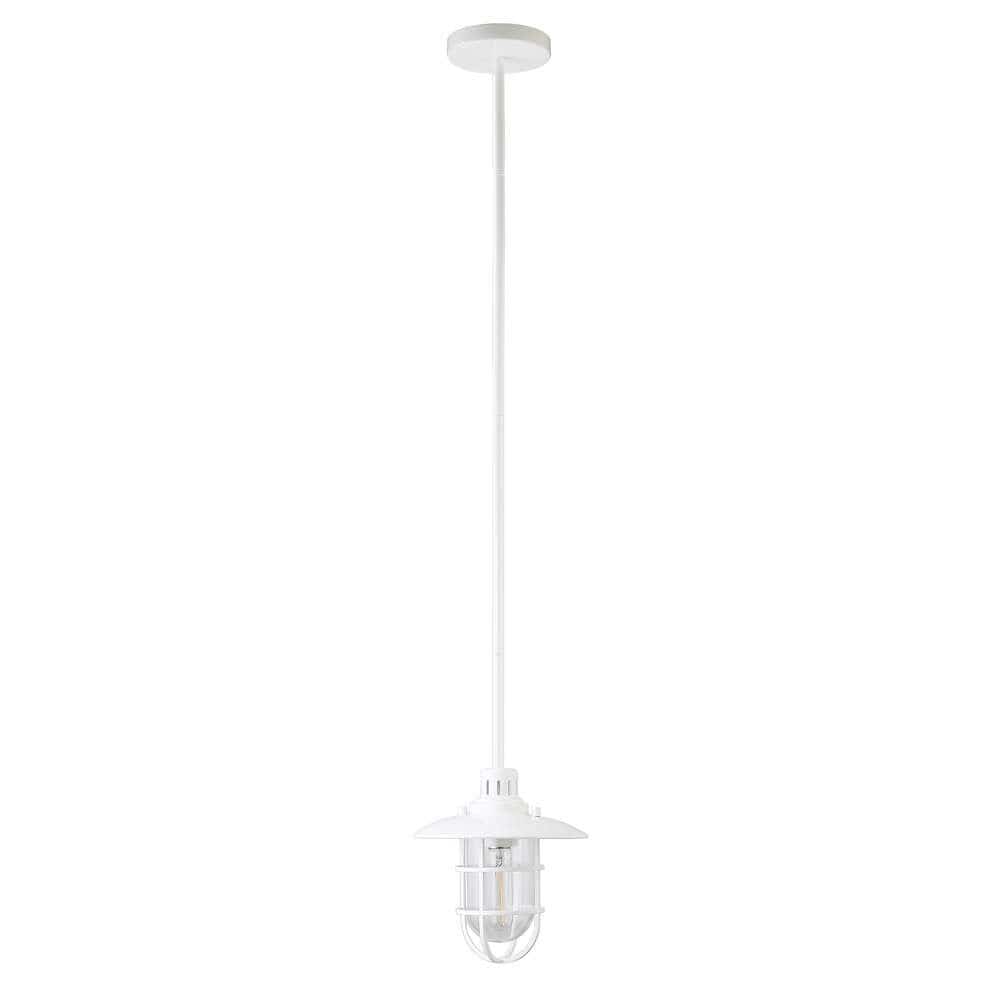 Hudson & Canal - Bay 8.25in Wide Lantern Pendant with Glass/Metal Shade in White/Clear - PD1347 veiw 1