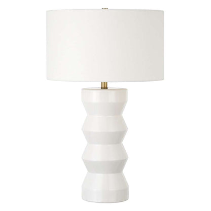 Hudson & Canal - Carlin 27in Tall Ceramic Table Lamp with Fabric Shade in Matte White/White - TL0767 veiw 1