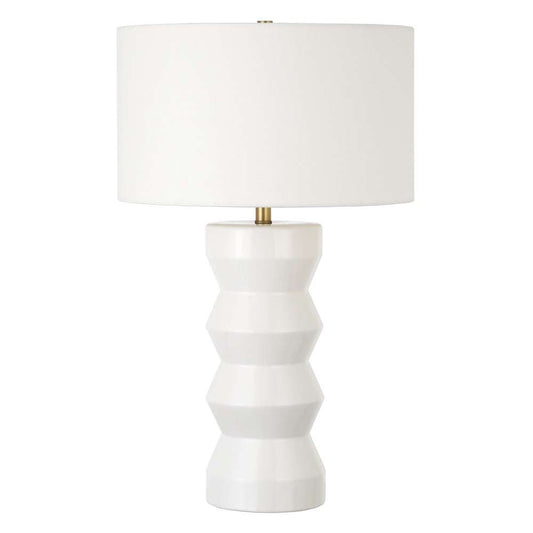 Hudson & Canal - Carlin 27in Tall Ceramic Table Lamp with Fabric Shade in Matte White/White - TL0767 veiw 1