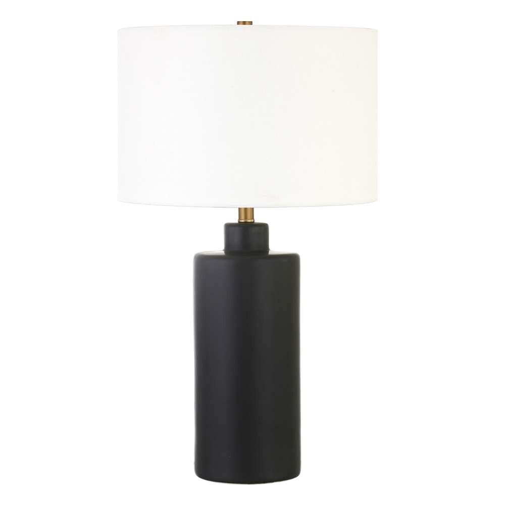 Hudson & Canal - Carlina 25in Tall Ceramic Table Lamp with Fabric Shade in Matte Black/White - TL0769 veiw 1