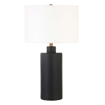 Hudson & Canal - Carlina 25in Tall Ceramic Table Lamp with Fabric Shade in Matte Black/White - TL0769 veiw 1