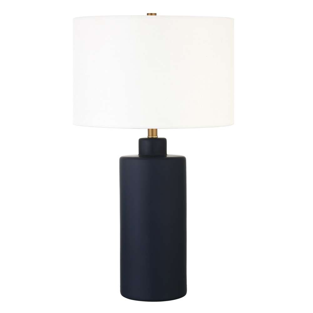 Hudson & Canal - Carlina 25in Tall Ceramic Table Lamp with Fabric Shade in Matte Navy/White - TL0771 veiw 1