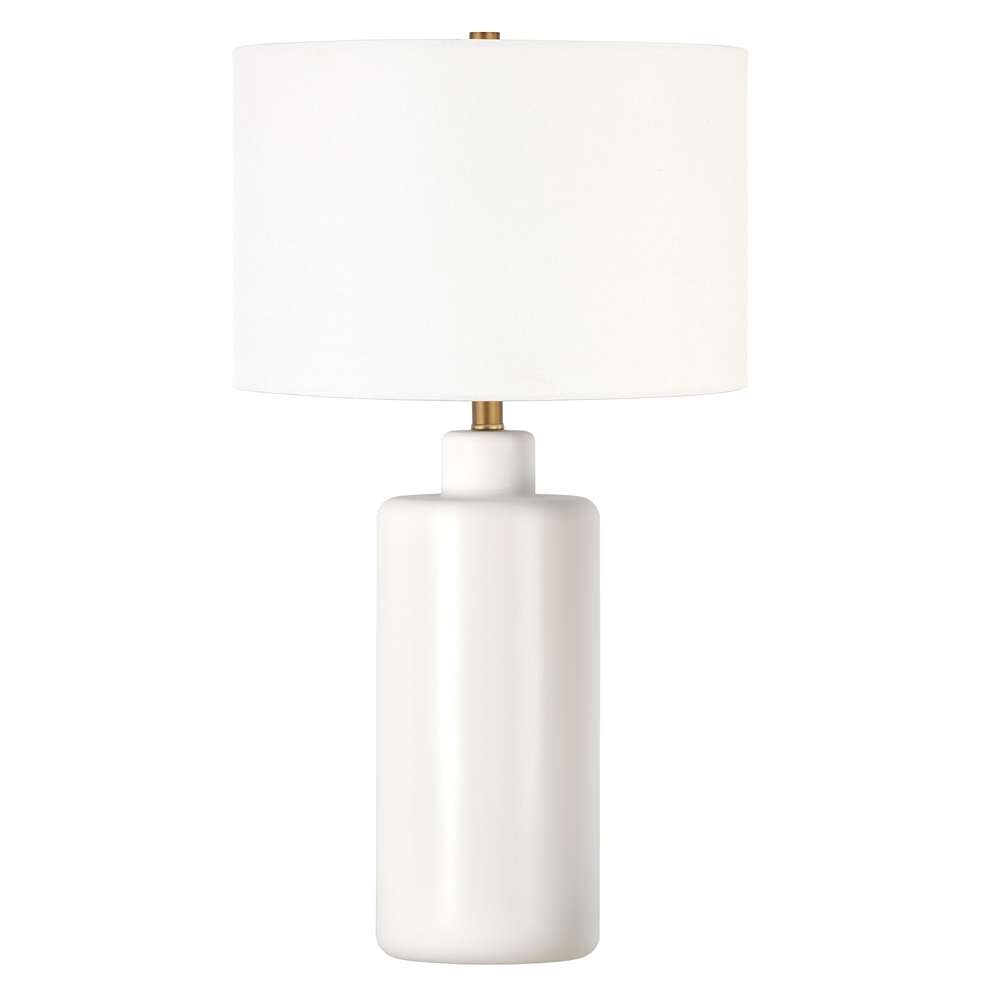 Hudson & Canal - Carlina 25in Tall Ceramic Table Lamp with Fabric Shade in Matte White/White - TL0770 veiw 1