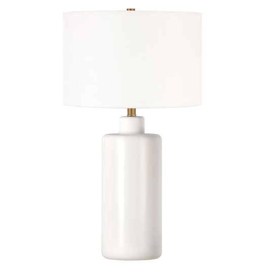 Hudson & Canal - Carlina 25in Tall Ceramic Table Lamp with Fabric Shade in Matte White/White - TL0770 veiw 1