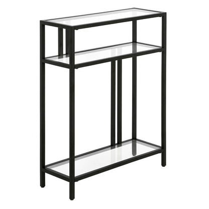 Hudson & Canal - Cortland 22in Wide Rectangular Console Table with Glass Shelves in Blackened Bronze - AT1176 veiw 1