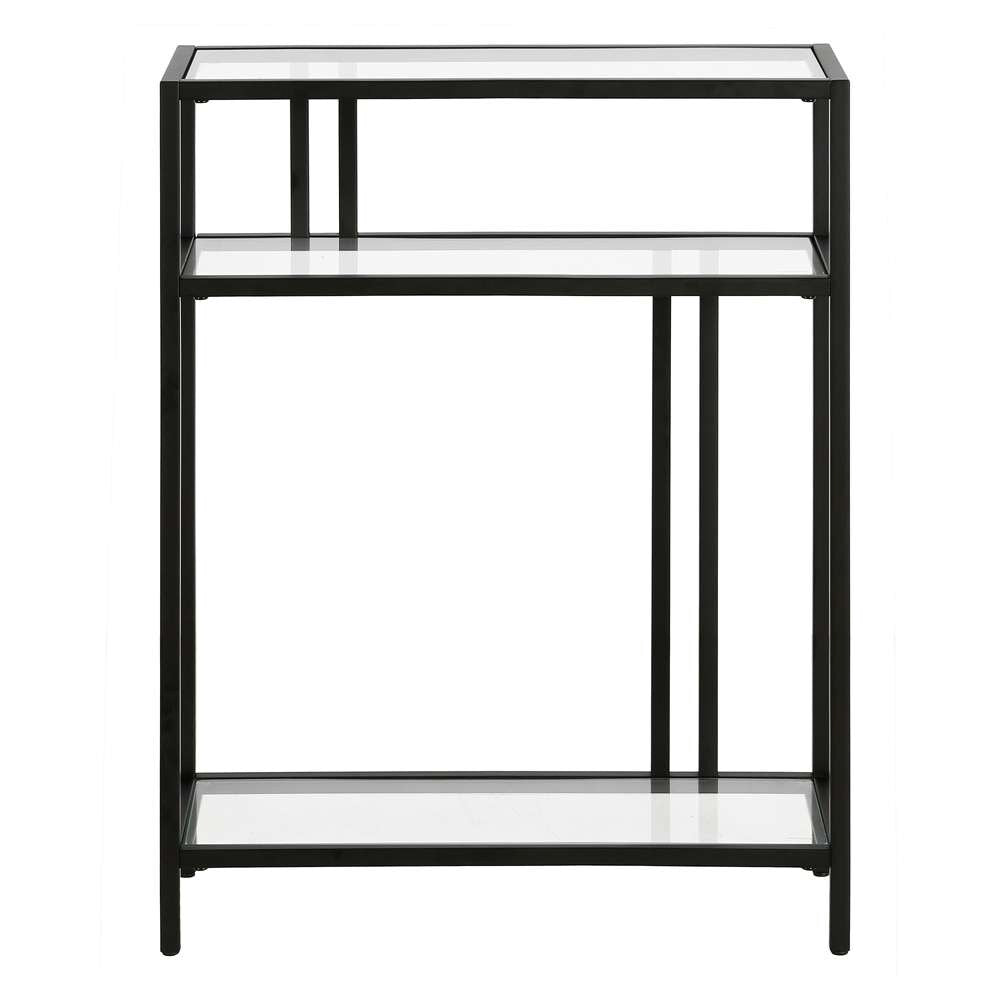 Hudson & Canal - Cortland 22in Wide Rectangular Console Table with Glass Shelves in Blackened Bronze - AT1176 veiw 3