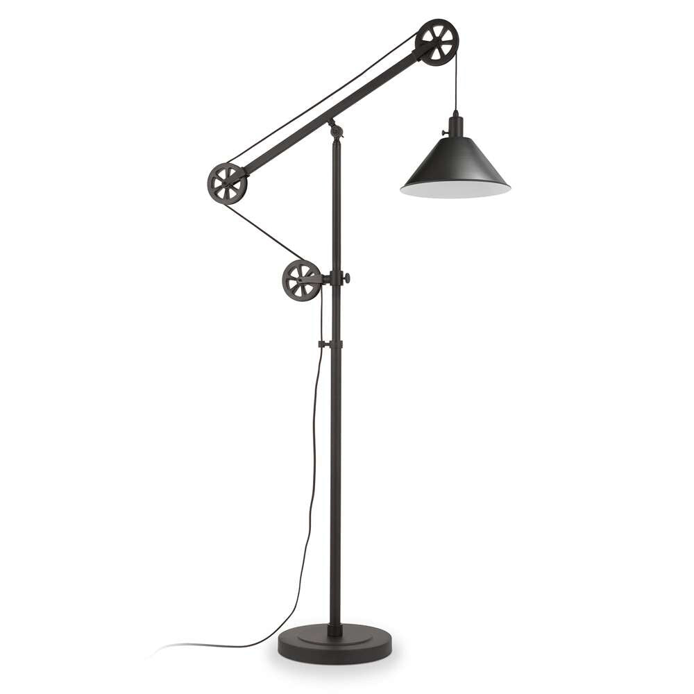 Hudson & Canal - Descartes Pulley System Floor Lamp with Metal Shade in Blackened Bronze/Blackened Bronze - FL0022 veiw 1