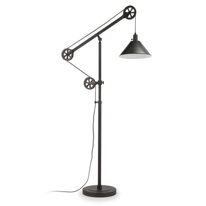 Hudson & Canal - Descartes Pulley System Floor Lamp with Metal Shade in Blackened Bronze/Blackened Bronze - FL0022 veiw 1