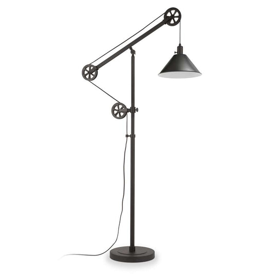 Hudson & Canal - Descartes Pulley System Floor Lamp with Metal Shade in Blackened Bronze/Blackened Bronze - FL0022 veiw 1