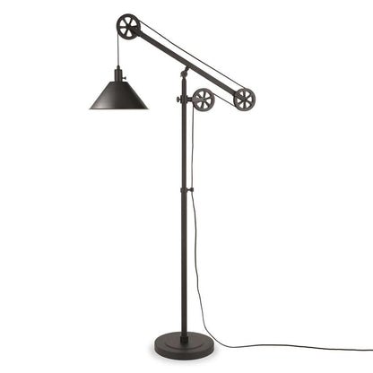Hudson & Canal - Descartes Pulley System Floor Lamp with Metal Shade in Blackened Bronze/Blackened Bronze - FL0022 veiw 3