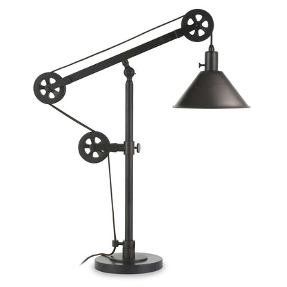 Hudson & Canal - Descartes 29in Tall Pulley System Table Lamp with Metal Shade in Blackened Bronze/Blackened Bronze - TL0103 veiw 1