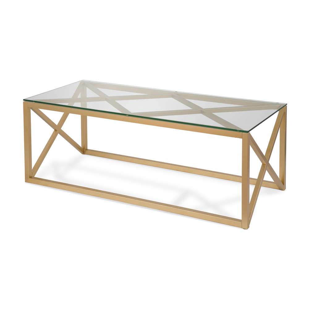 Hudson & Canal - Dixon 46in Wide Rectangular Coffee Table in Brass - CT0059 veiw 1