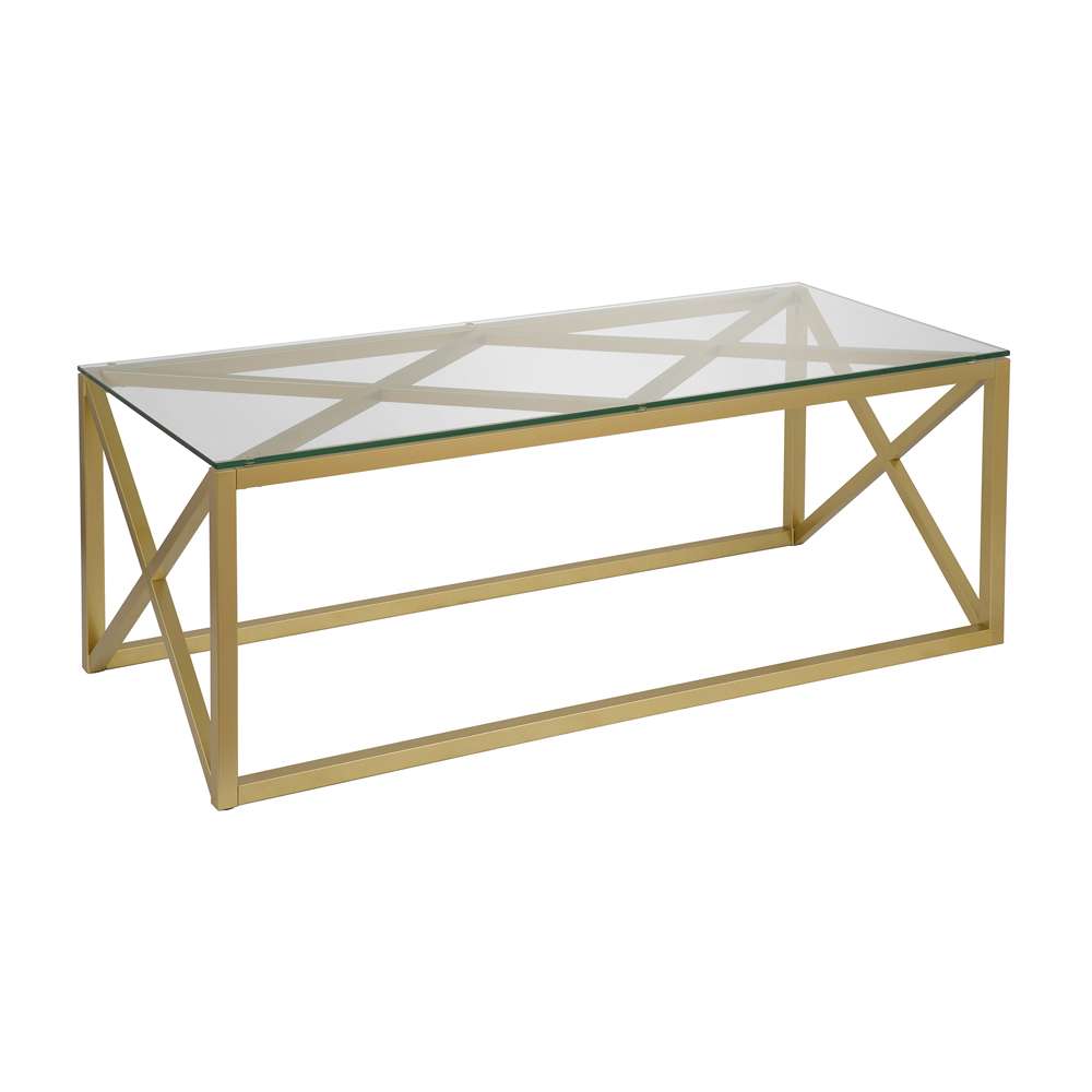 Hudson & Canal - Dixon 46in Wide Rectangular Coffee Table in Brass - CT0059 veiw 4