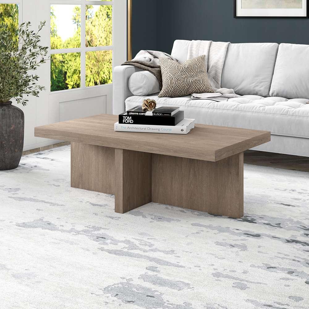 Hudson & Canal - Elna 44in Wide Rectangular Coffee Table in Antiqued Gray Oak - CT1904 veiw 2