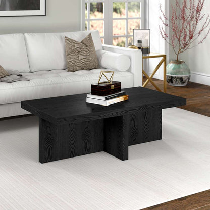 Hudson & Canal - Elna 44in Wide Rectangular Coffee Table in Black Grain - CT1903 veiw 2