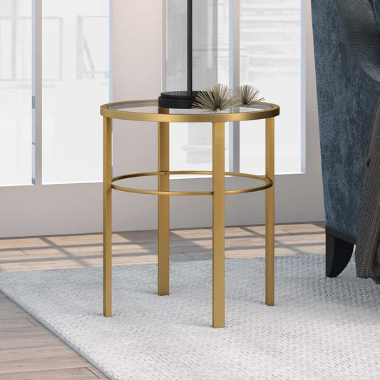 Hudson & Canal - Gaia 20in Wide Round Side Table in Brass - ST0240 veiw 2