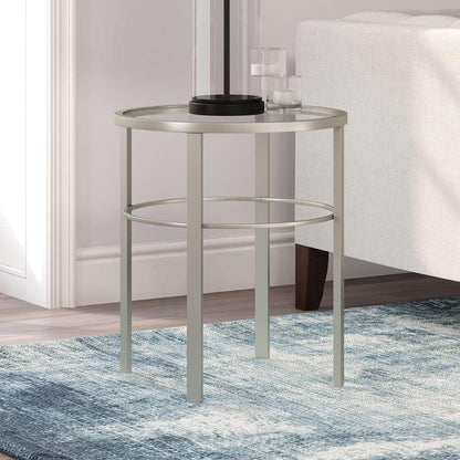 Hudson & Canal - Gaia 20in Wide Round Side Table in Satin Nickel - ST0515 veiw 2