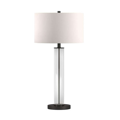 Hudson & Canal - Harlow 29in Tall Table Lamp with Fabric Shade in Clear Glass/Blackened Bronze/White - TL0182 veiw 3