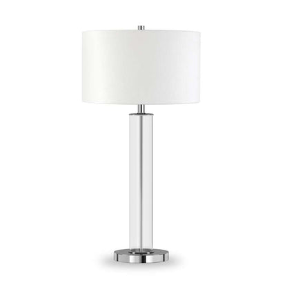 Hudson & Canal - Harlow 29in Tall Table Lamp with Fabric Shade in Clear Glass/Polished Nickel/White - TL0183 veiw 1