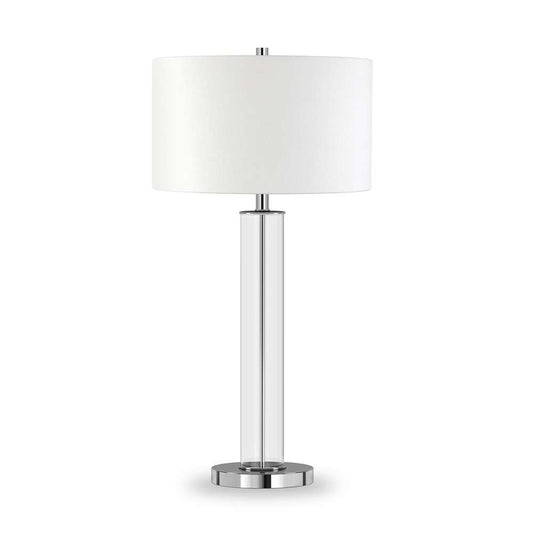 Hudson & Canal - Harlow 29in Tall Table Lamp with Fabric Shade in Clear Glass/Polished Nickel/White - TL0183 veiw 1
