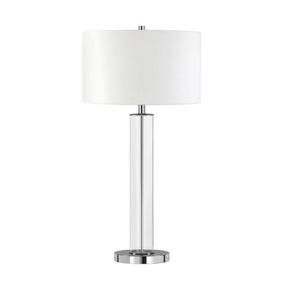 Hudson & Canal - Harlow 29in Tall Table Lamp with Fabric Shade in Clear Glass/Polished Nickel/White - TL0183 veiw 3