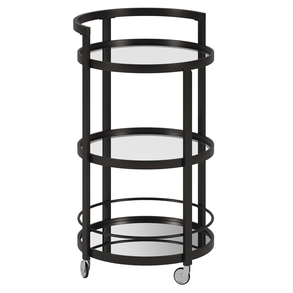 Hudson & Canal - Hause 21in Wide Round Bar Cart in Blackened Bronze - BC0105 veiw 1