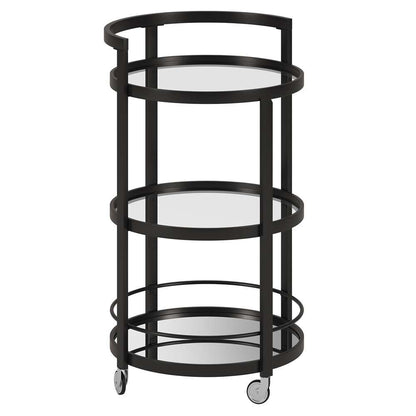 Hudson & Canal - Hause 21in Wide Round Bar Cart in Blackened Bronze - BC0105 veiw 1