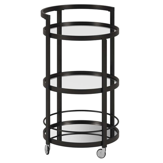 Hudson & Canal - Hause 21in Wide Round Bar Cart in Blackened Bronze - BC0105 veiw 1