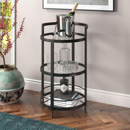 Hudson & Canal - Hause 21in Wide Round Bar Cart in Blackened Bronze - BC0105 veiw 2