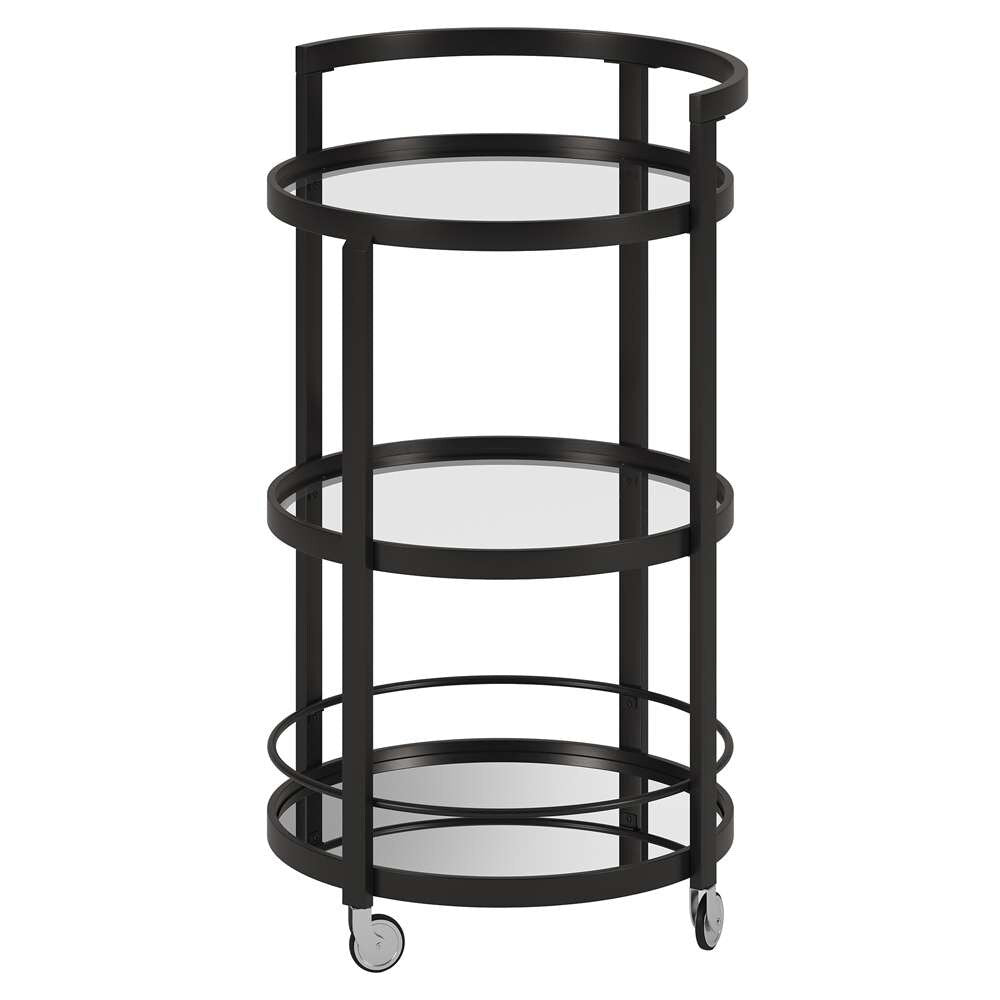 Hudson & Canal - Hause 21in Wide Round Bar Cart in Blackened Bronze - BC0105 veiw 4