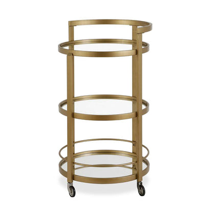 Hudson & Canal - Hause 21in Wide Round Bar Cart in Brass - BC0186 veiw 1