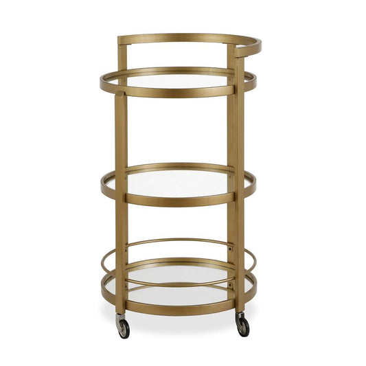 Hudson & Canal - Hause 21in Wide Round Bar Cart in Brass - BC0186 veiw 1