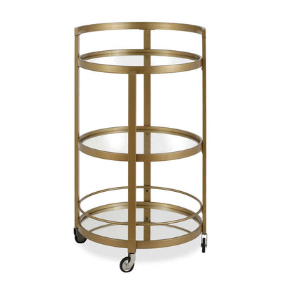 Hudson & Canal - Hause 21in Wide Round Bar Cart in Brass - BC0186 veiw 3